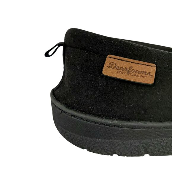 Dearfoams Clog Shoes Slippers Mens 9-10 Black Perforated Microsuede Moc Toe Cozy - Picture 6 of 12